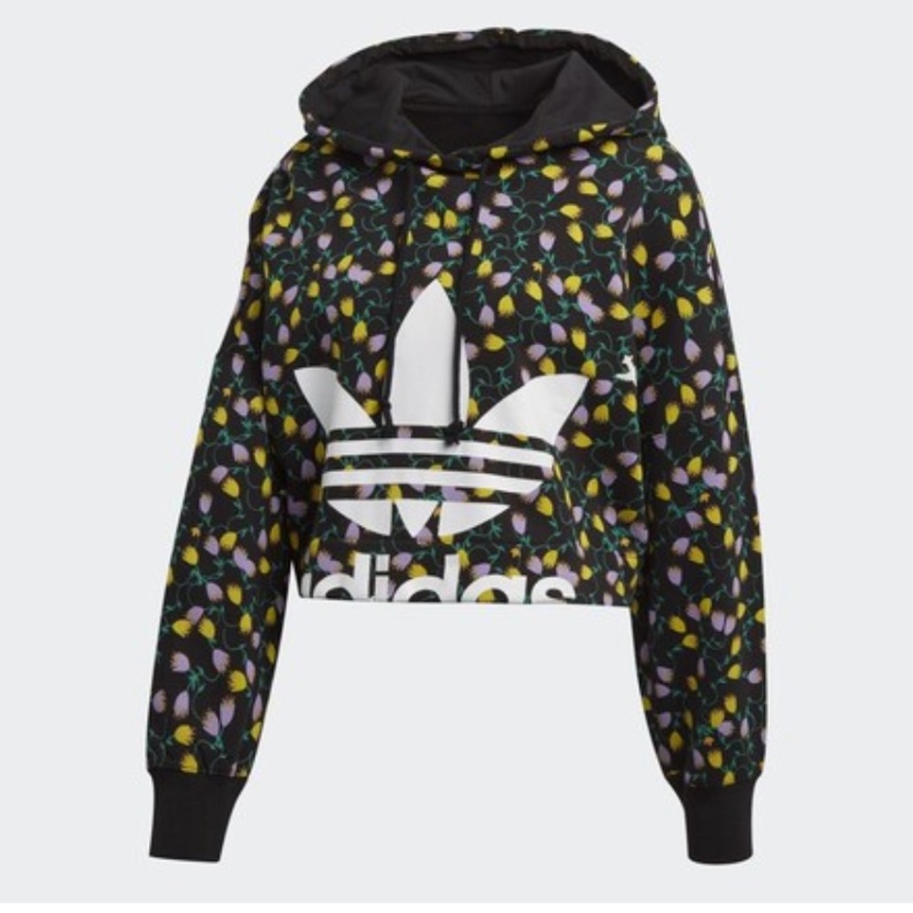 NWOT Adidas cropped floral hoodie